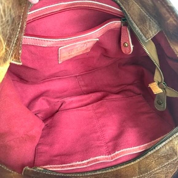 Civico93 Tooled Leather Shoulder Bag Brown Made in Italy Boho Western Tote - Picture 9 of 9